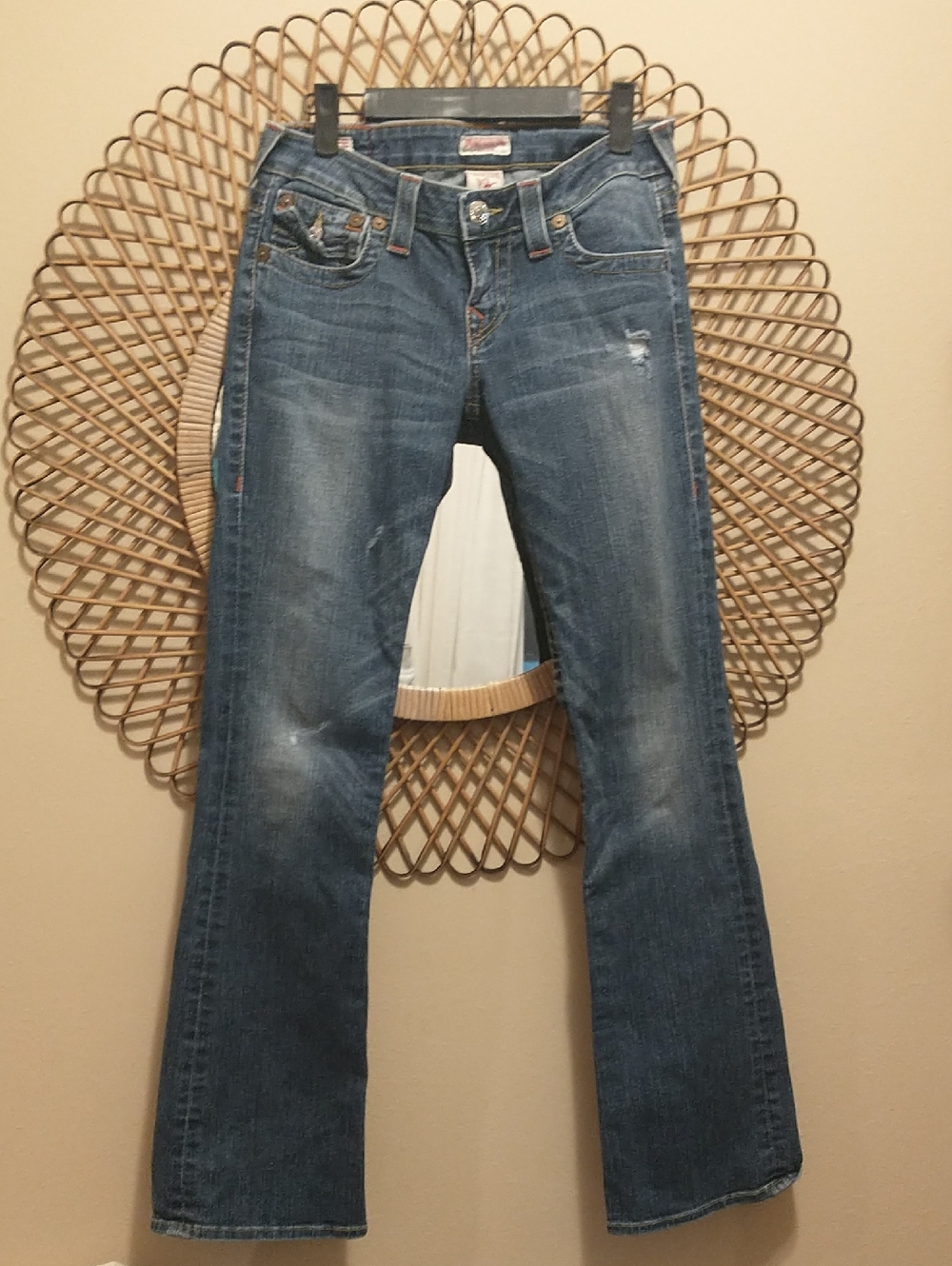 Y2K! True Religion Jeans Becky Low Rise Flare Size 27 Petite Dark Wash